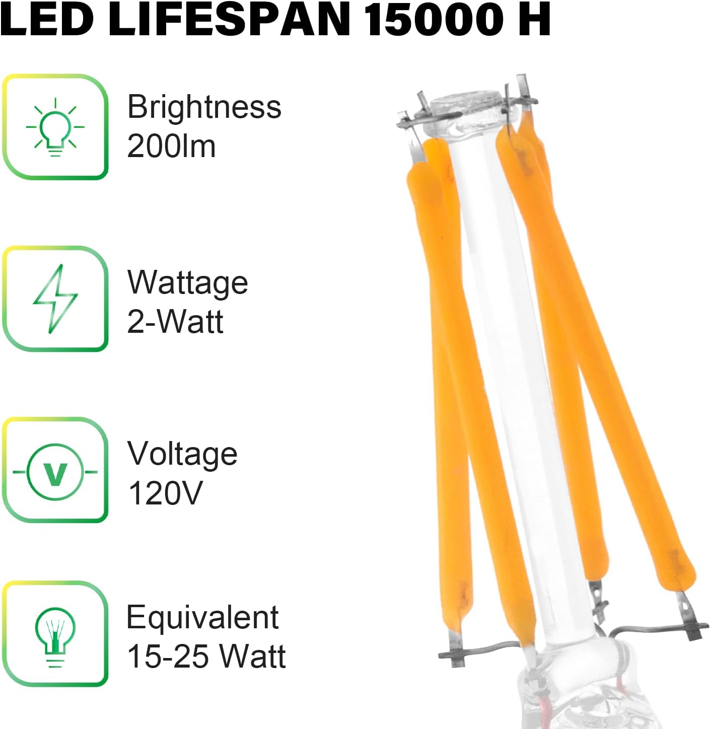 Bombillas LED equivalentes a 15-25 W, regulables, blanco suave de 2700 K, base media E26, bombillas LED de bajo vatio, 2 W, 200 lm, A15 esmerilado,