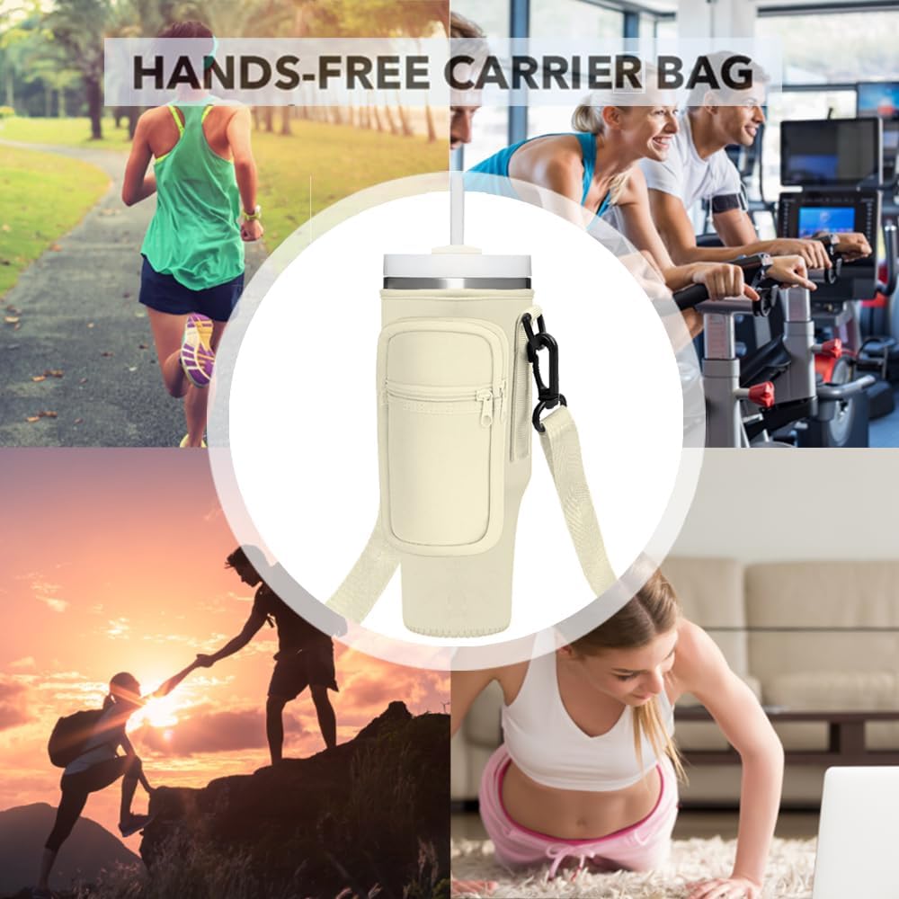Bolsa portavasos, con correa y bolsa para vaso Stanley Quencher de 3040 onzas. Bolsa cruzada compatible con Stanley Cup para senderismo, viajes,