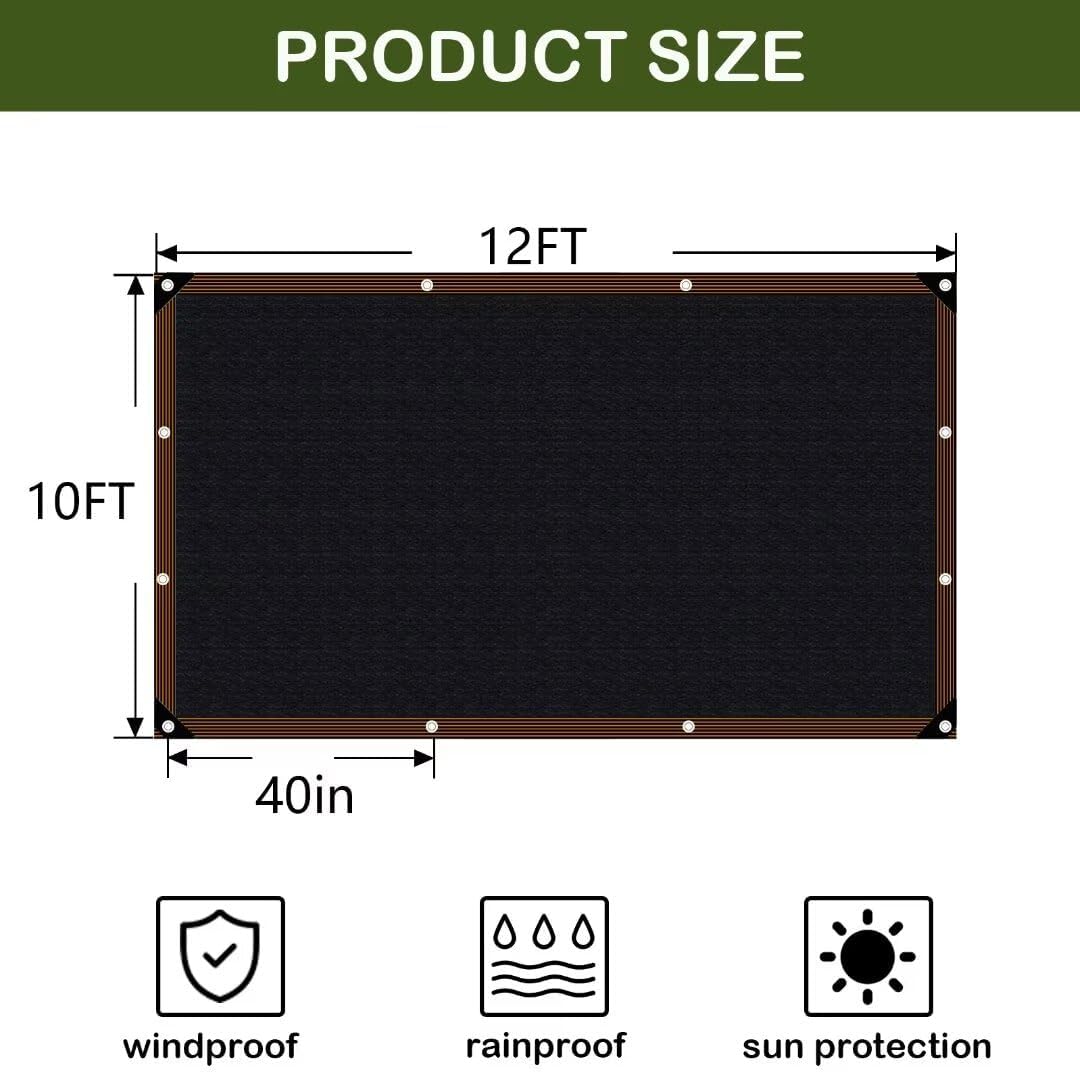 Shade-Cloth-Cloth-70% para plantas de invernadero de jardín, 10 x 12 pies, lona de malla negra con ojales, toldo para pérgola al aire libre, patio,