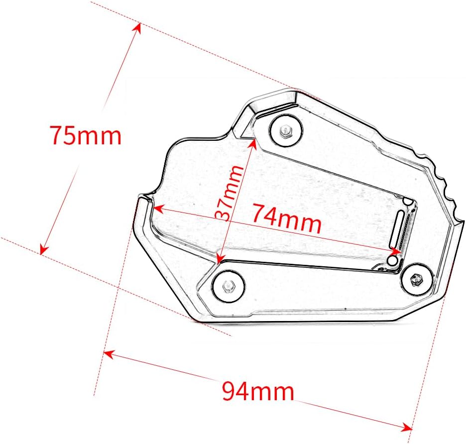 Placa de soporte de extensión para soporte lateral de motocicleta compatible con Ducati Multistrada V4 V4S 950 950S 1200 1200S 1260 1260S  Soporte