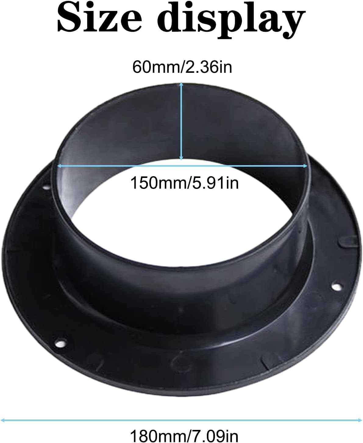 Conector de conducto de 6 pulgadas, conector de entrada de brida, conector de conducto ABS, brida de tubo recto de plástico para sistema de