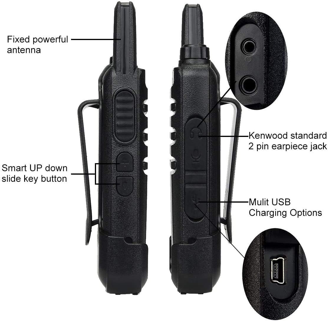 Retevis Radio bidireccional RT22 (paquete de 4) con auricular VOX (paquete de 4), recargable de largo alcance, portátil, manos libres para adultos,