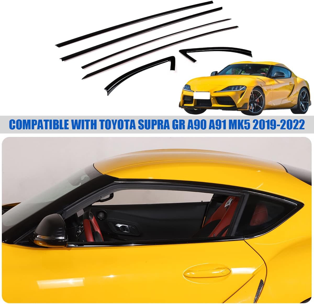 Ajuste para moldura de ventana de Toyota Supra GR A90 A91 MK5 2019-2024, tira de sellado de ventana, cinturón de sellado de ventana antiarañazos