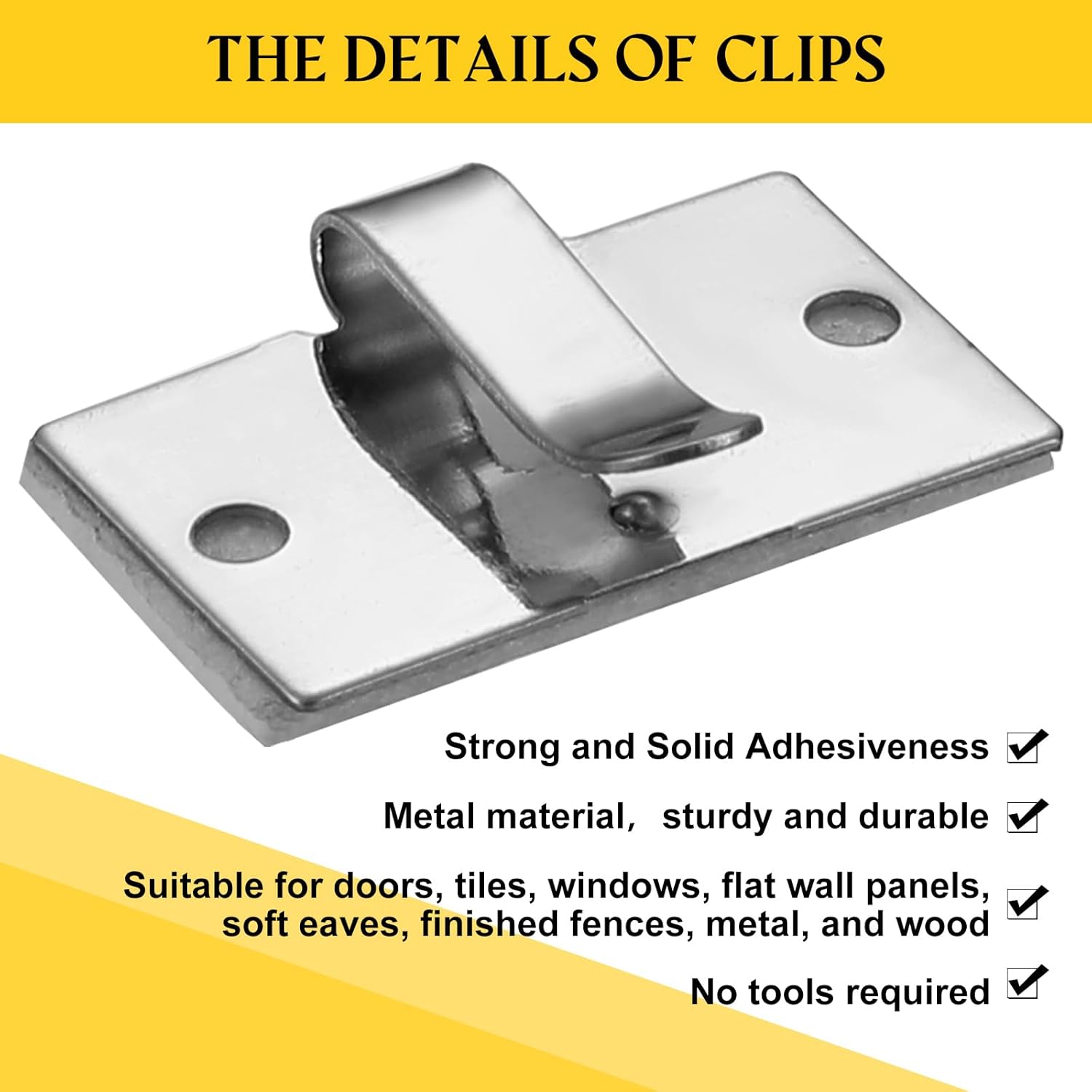 Blulu Clips de Navidad para tiras de luces al aire libre, clips de cable de metal con soporte adhesivo para cables, ganchos de metal para colgar