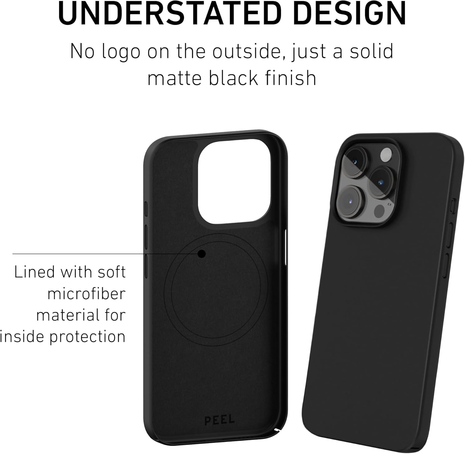 PEEL Funda magnética compatible con iPhone 15 Pro (negro)  Imán compatible con MagSafe integrado, diseño minimalista fino  Protege y exhibe tu