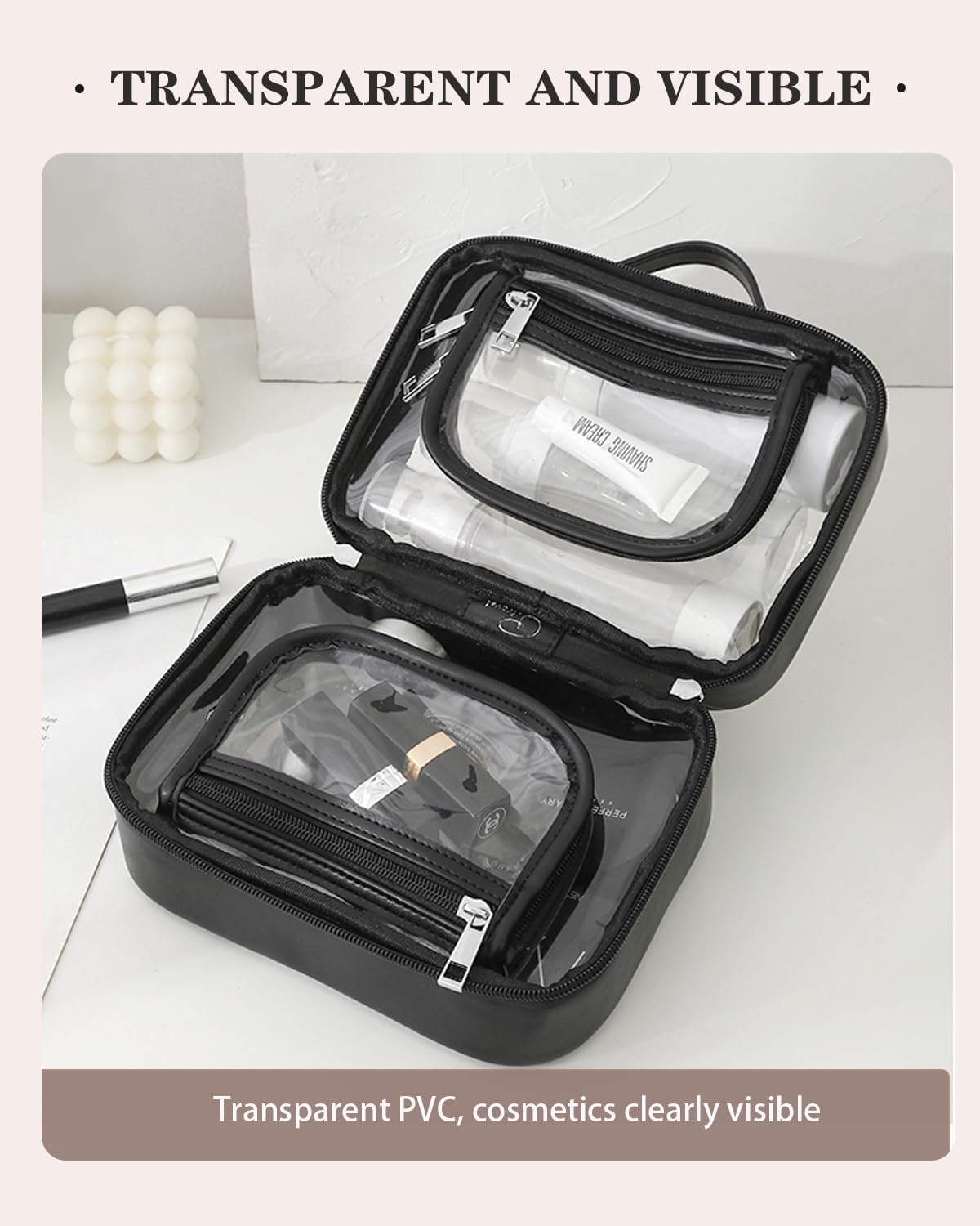 LOLDREAM Bolsa de cosméticos de viaje de gran capacidad, bolsas de maquillaje a cuadros grandes para mujeres, bolsa de maquillaje impermeable de