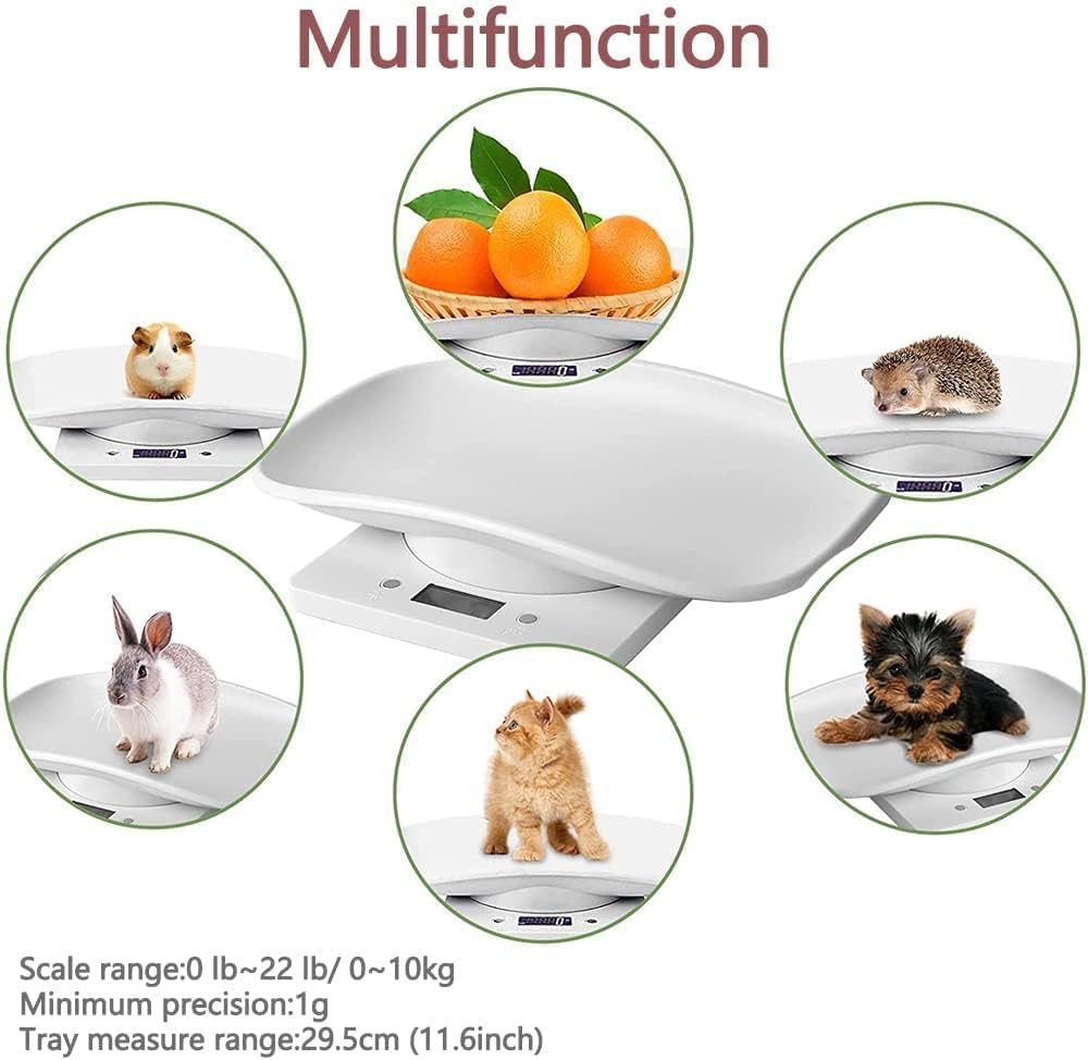 Básculas digitales para mascotas, mini pantalla LCD de 22.0 lbs0.04 oz, básculas electrónicas para medir el peso corporal de las mascotas, básculas