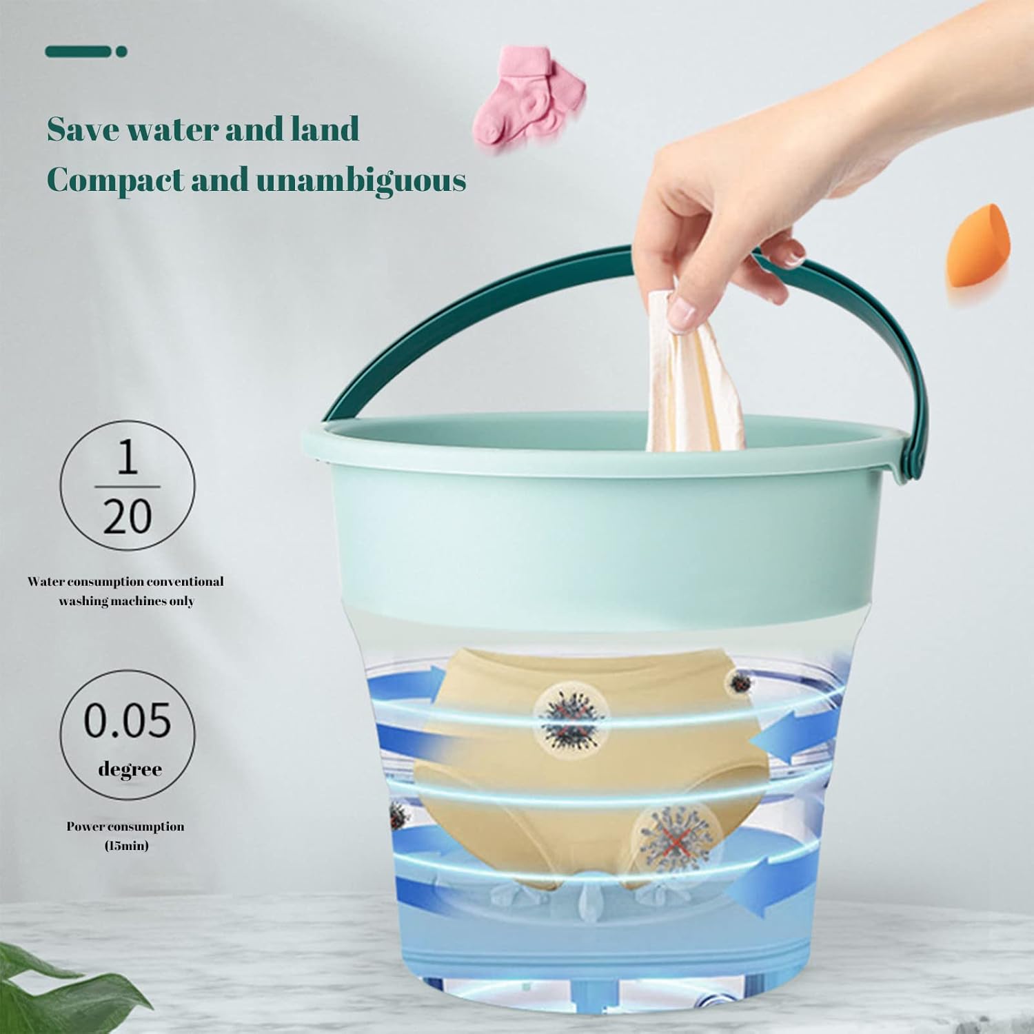 LOPECY-Sta Lavadora portátil plegable para apartamento, mini lavandería, pequeña lavadora de turbina de mano Ul-trasonic para ropa interior,