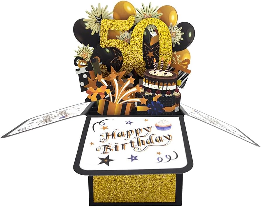 GotGala Tarjeta emergente de feliz cumpleaños número 50, tarjeta de papel de felicitación 3D, divertida tarjeta de felicitación de cumpleaños 3D