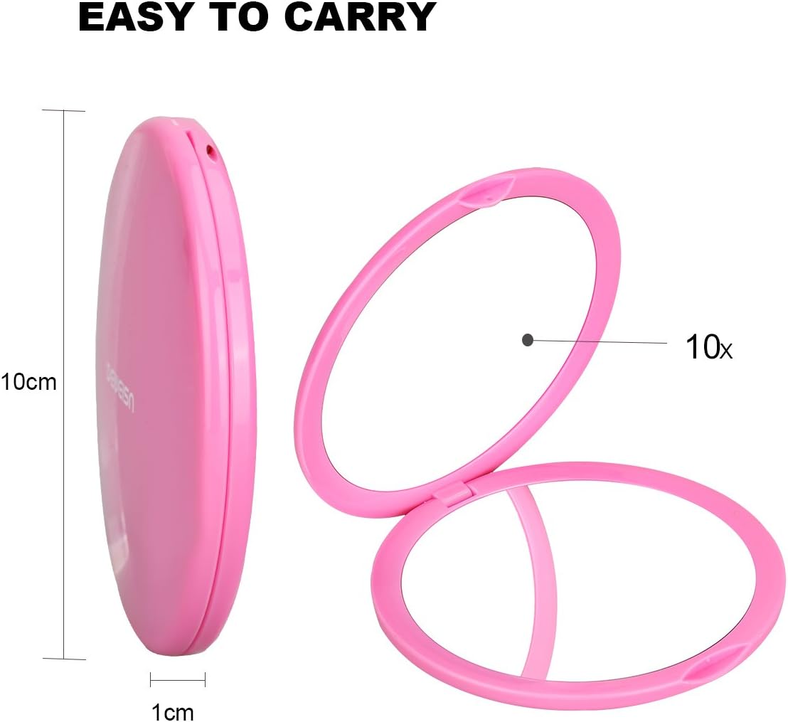 deweisn Espejo cosmético compacto con aumento y elegante espejo de maquillaje de bolsillo compacto, espejo de maquillaje de viaje de mano con