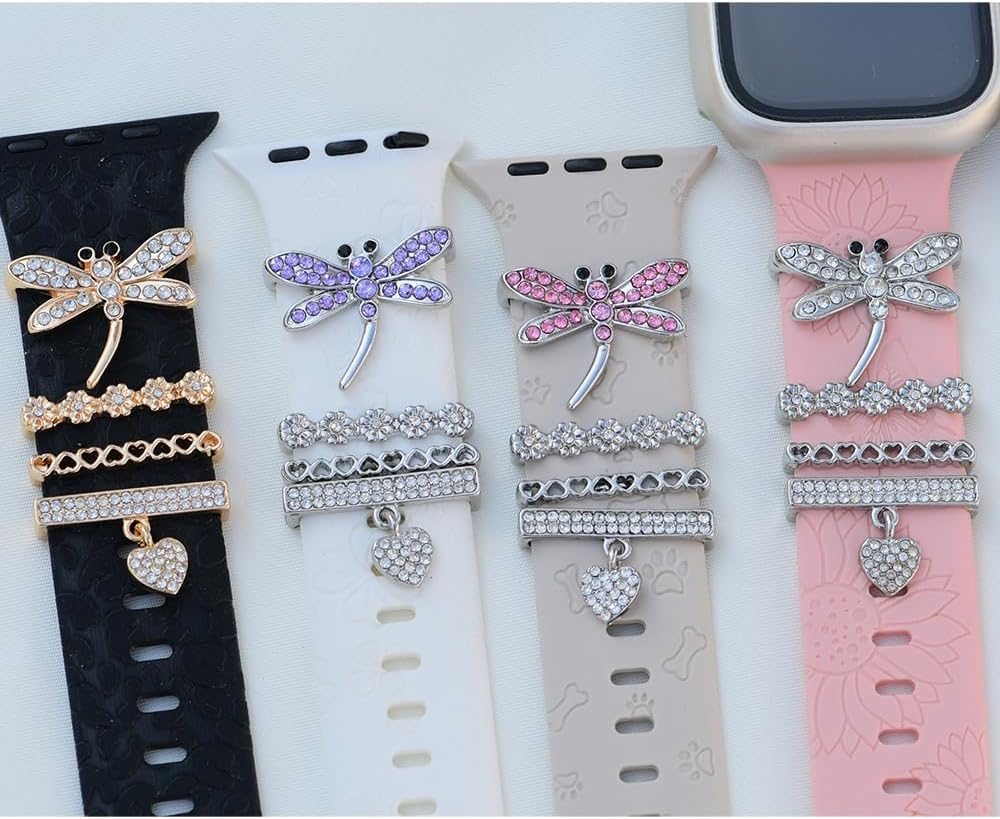 SUNOREEK Dijes decorativos de diamantes para mujer, anillos decorativos de diamantes para correas de Apple Watch de 1.929 in, 1.772 in, 1.732 in,