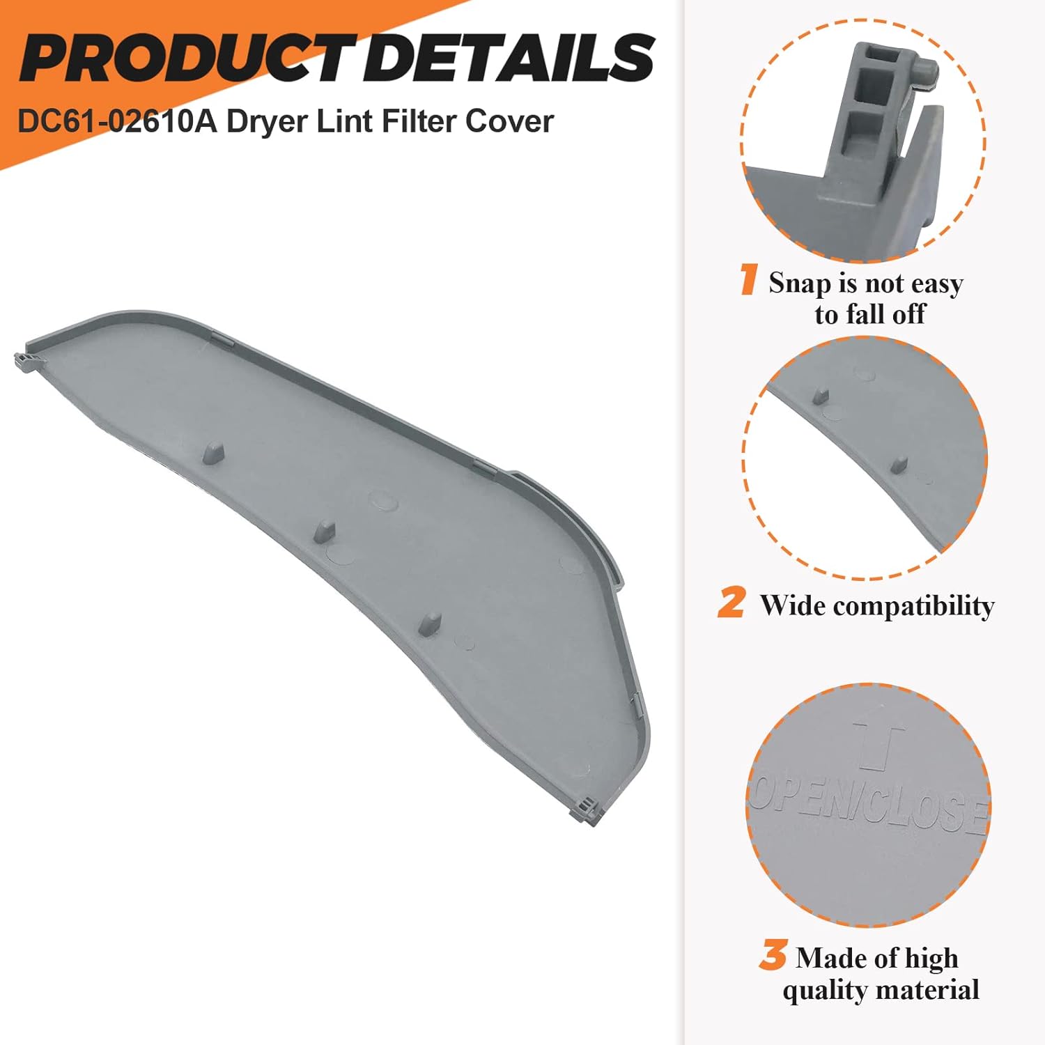 Beaquicy – Funda para filtro de pelusa para secadora DC61-02610A – Reemplazo para secadora Samsung