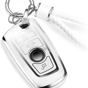 CTRINEWS Funda para llavero BMW con llavero de cuerda trenzada de metal para accesorios BMW, funda suave mejorada para llave clásica BMW Smart CTRINEWS Funda para llavero BMW con llavero de cuerda trenzada de metal para accesorios BMW, funda suave mejorada para llave clásica BMW Smart
