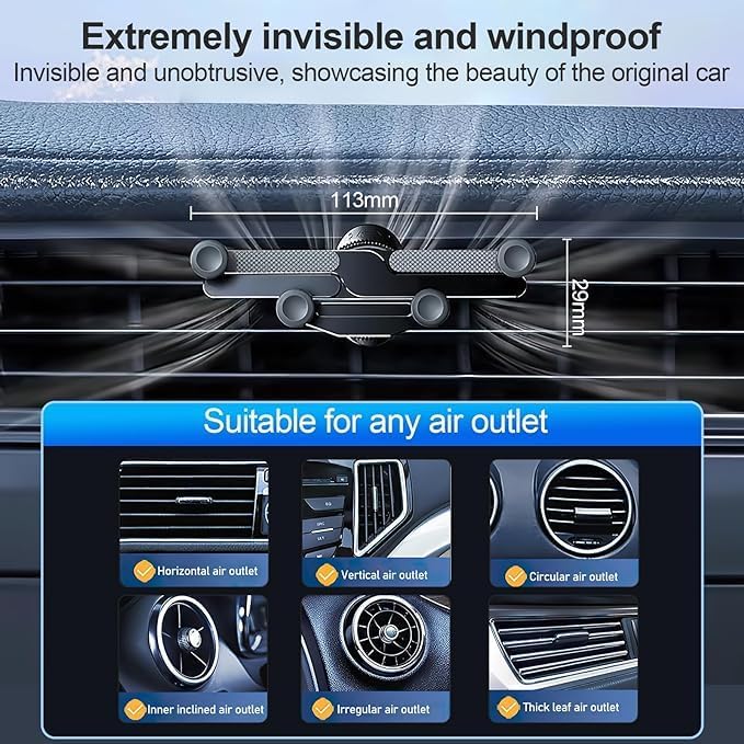 Soporte giratorio invisible para teléfono de automóvil, soporte de teléfono universal antivibraciones de 360 para tablero de automóvil y ventilación