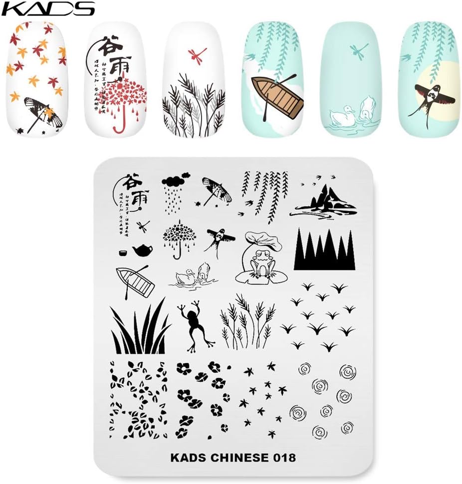 KADS Placas de estampado para arte de uñas Kite Frog Spring Template Image Plate Stencil Nails Tool (CN018)