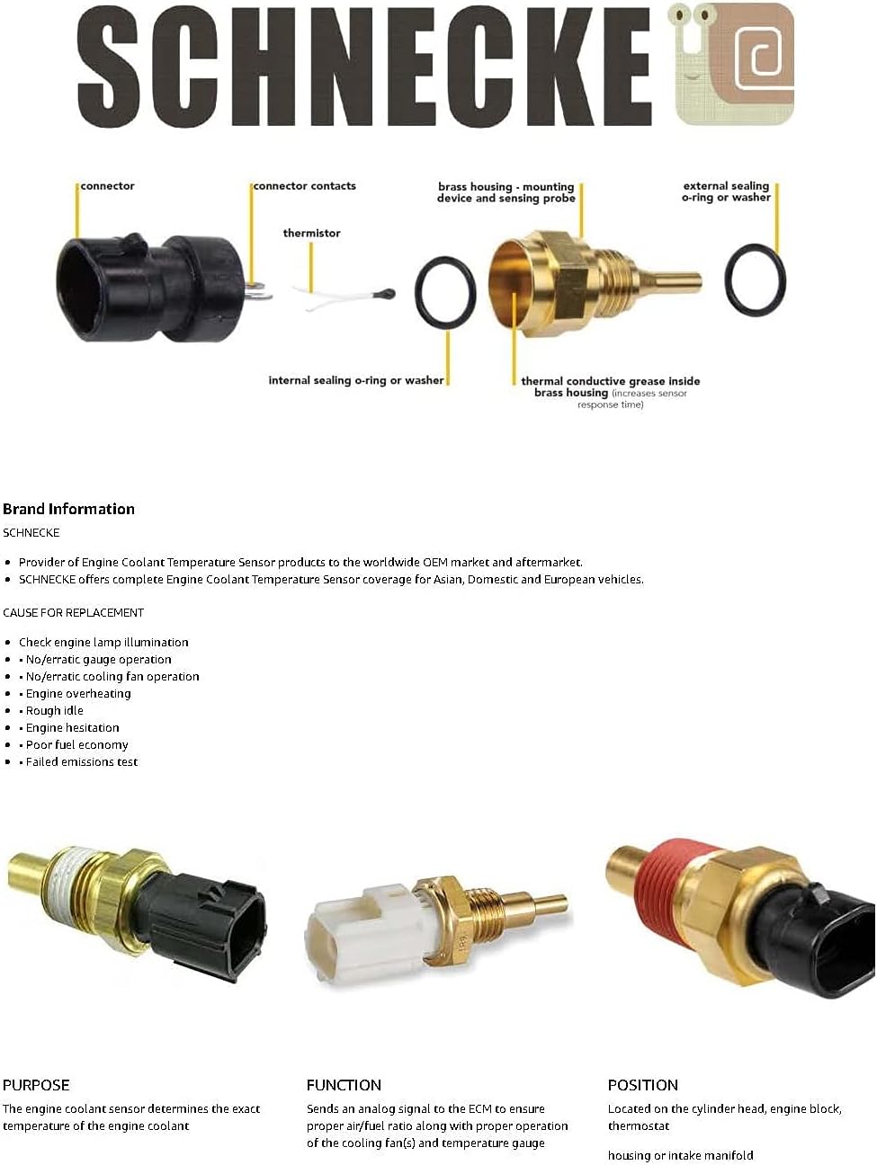 33-26317-AA Sensor de temperatura del refrigerante del motor compatible con Ford 95-97 Aerostar  96-16 F-250 F-350 F-45096 Bronco  96-00 Contour
