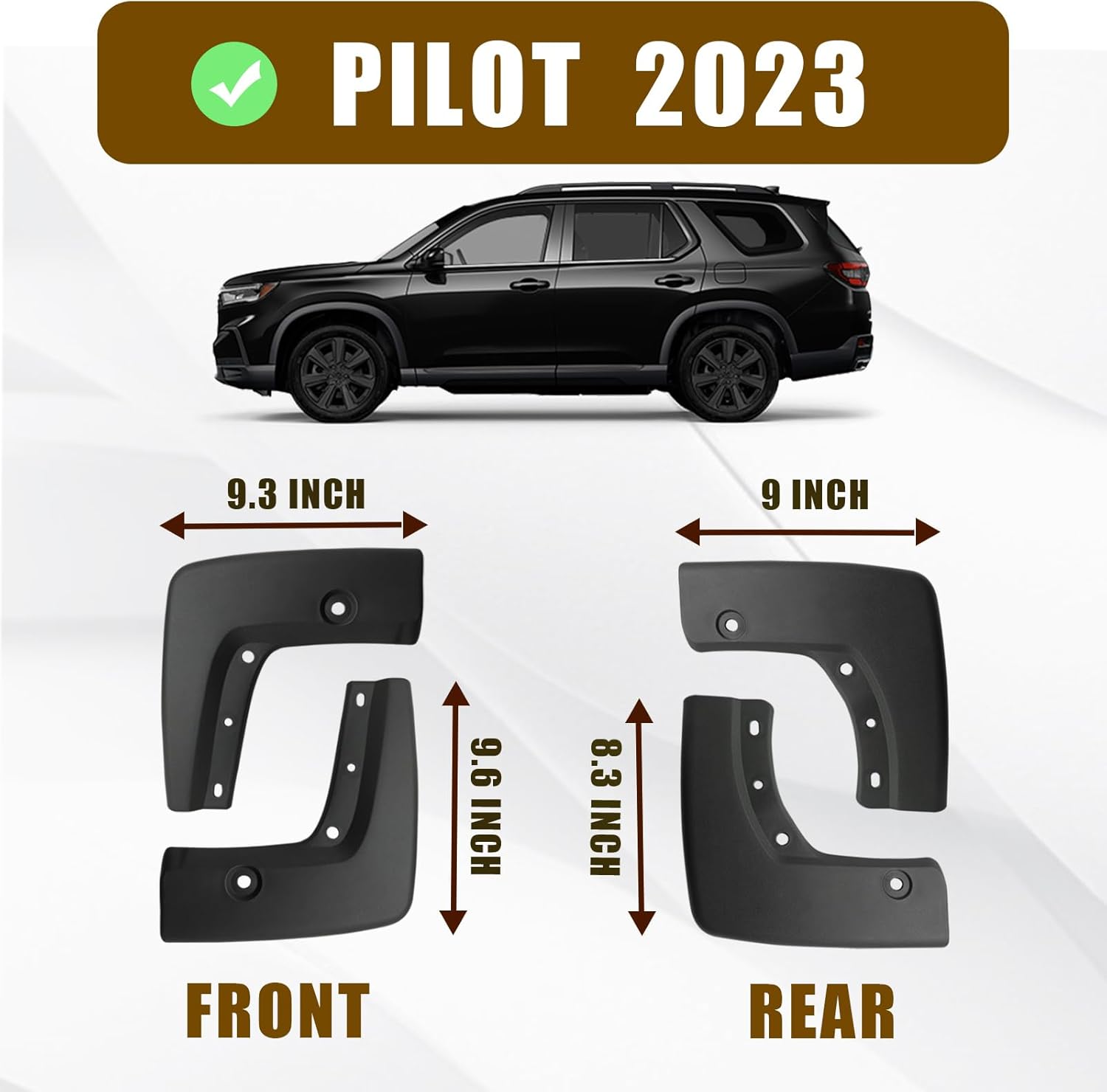 Muslogy Guardabarros delantero y trasero para Pilot 2023 2024, accesorios de piloto compatibles con Honda Pilot 2024 2023 Sport EX-L TrailSport