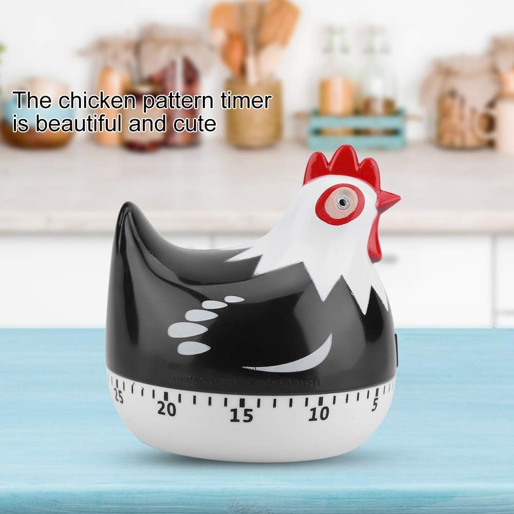 Temporizador de cocina, temporizador de cuenta regresiva de pollo lindo para cocinar hornear (negro)