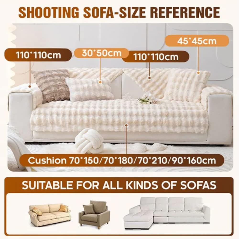 Cojín grueso de felpa de conejo para sofá, funda de sofá antideslizante súper suave, funda de almohada de piel sintética súper suave, fundas de