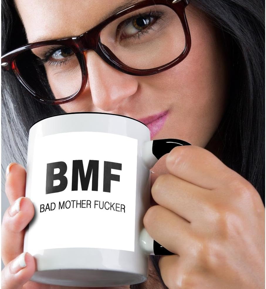 3dRose BMF BAD MOTHER FUCKER – Taza de dos tonos, 11 onzas, color negro