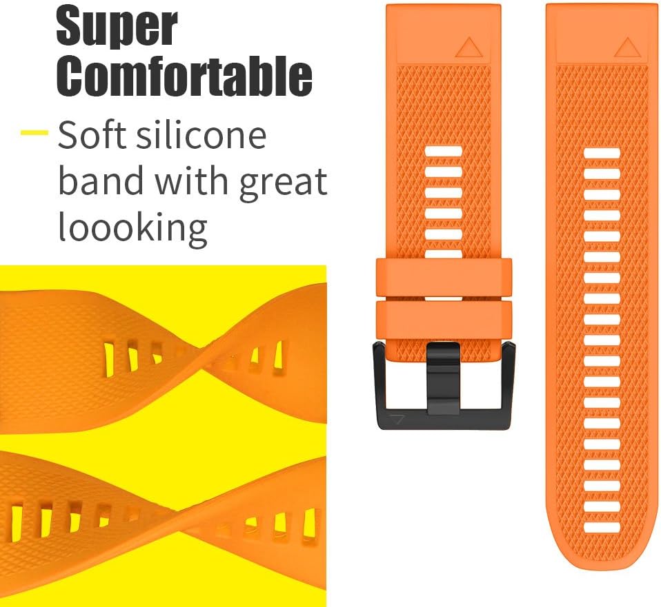 ANCOOL Correa de reloj para Fenix 5Fenix 6Garmin Fenix 7 Band 0.866 in bandas de silicona suave compatibles con Garmin S62 Watch BandFenix 5 PLUS
