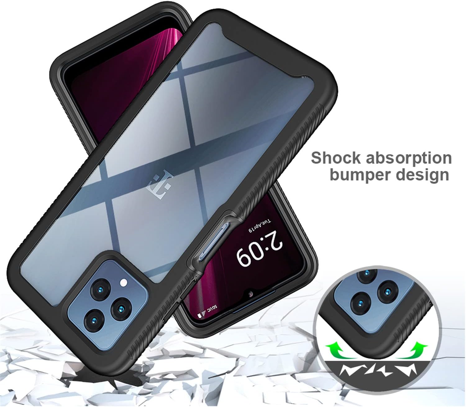 Funda para teléfono T-Mobile Revvl 6X, T-Mobile Revvl 6X 5G, protección de cuerpo completo 360, funda protectora transparente resistente a prueba de