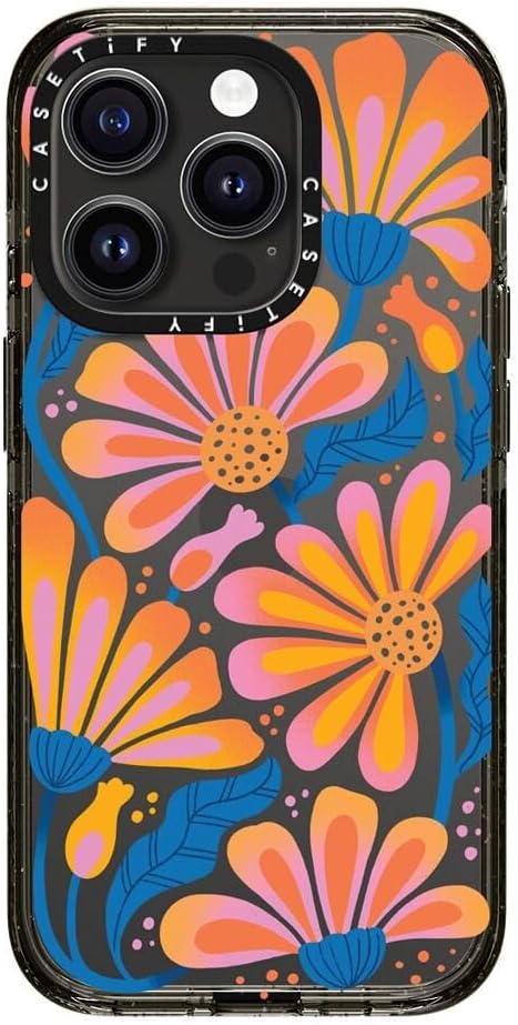 CASETiFY Funda Impact para iPhone 15 Pro 4 veces probada contra caídas de grado militar, protección contra caídas de 8.2 pies – Estampado de flores