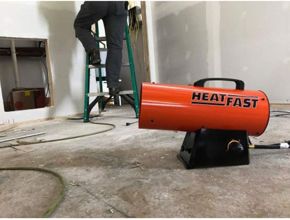 HeatFast HF160G Calentador de espacio portátil para el hogar, lugar de trabajo, sitio de construcción, aire forzado, propano, salamandra, torpedo,