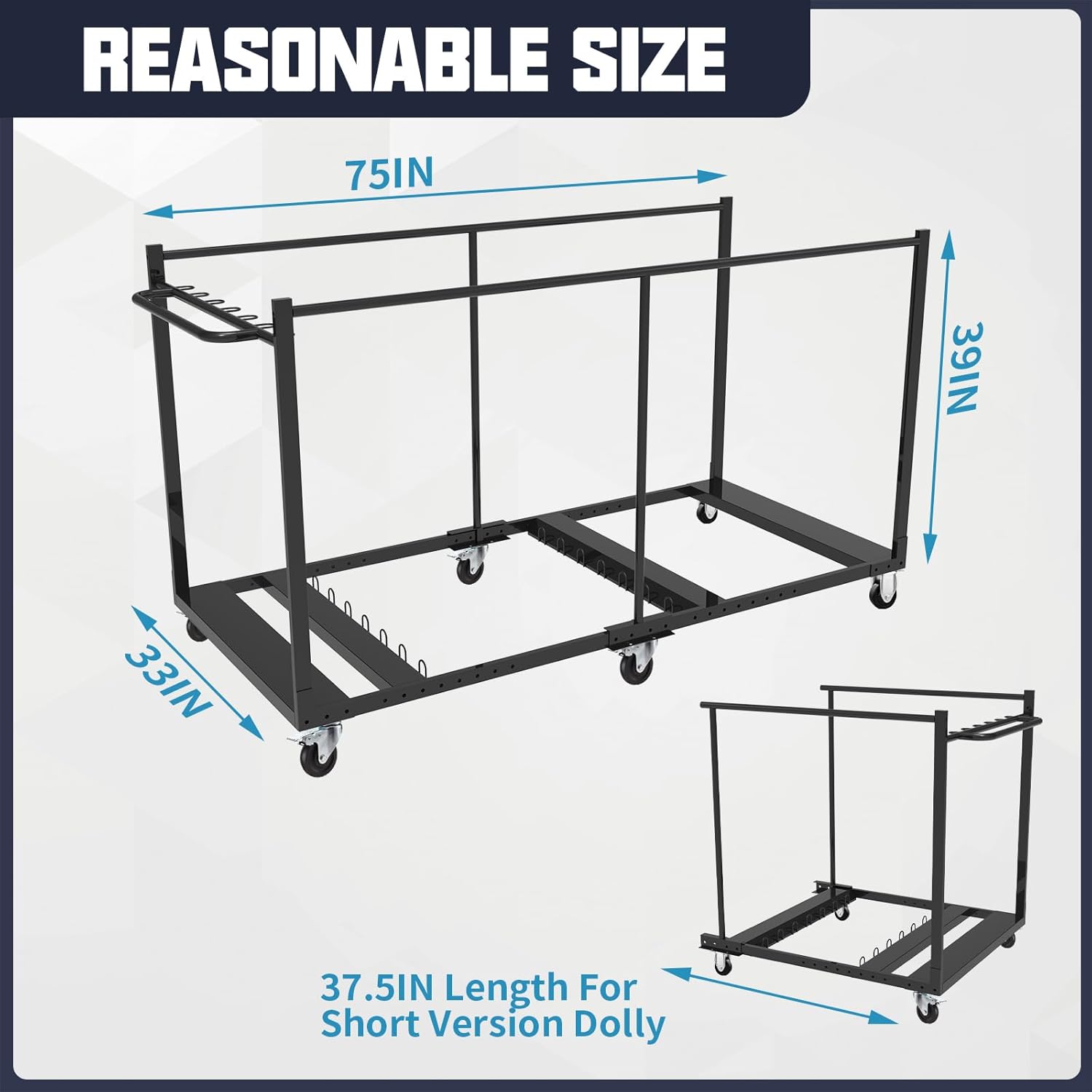 Carrito de mesa plegable, carrito de mesa plegable de 79 pulgadas de largo x 33 pulgadas de ancho x 39 pulgadas de alto con 6 ruedas para diferentes