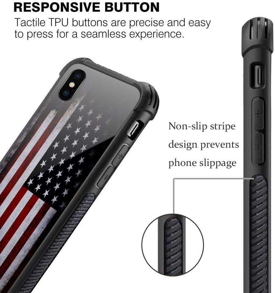 Funda para iPhone Xs, funda para iPhone X, cristal templado, parte trasera a prueba de golpes, funda protectora para teléfono para hombre y niños,