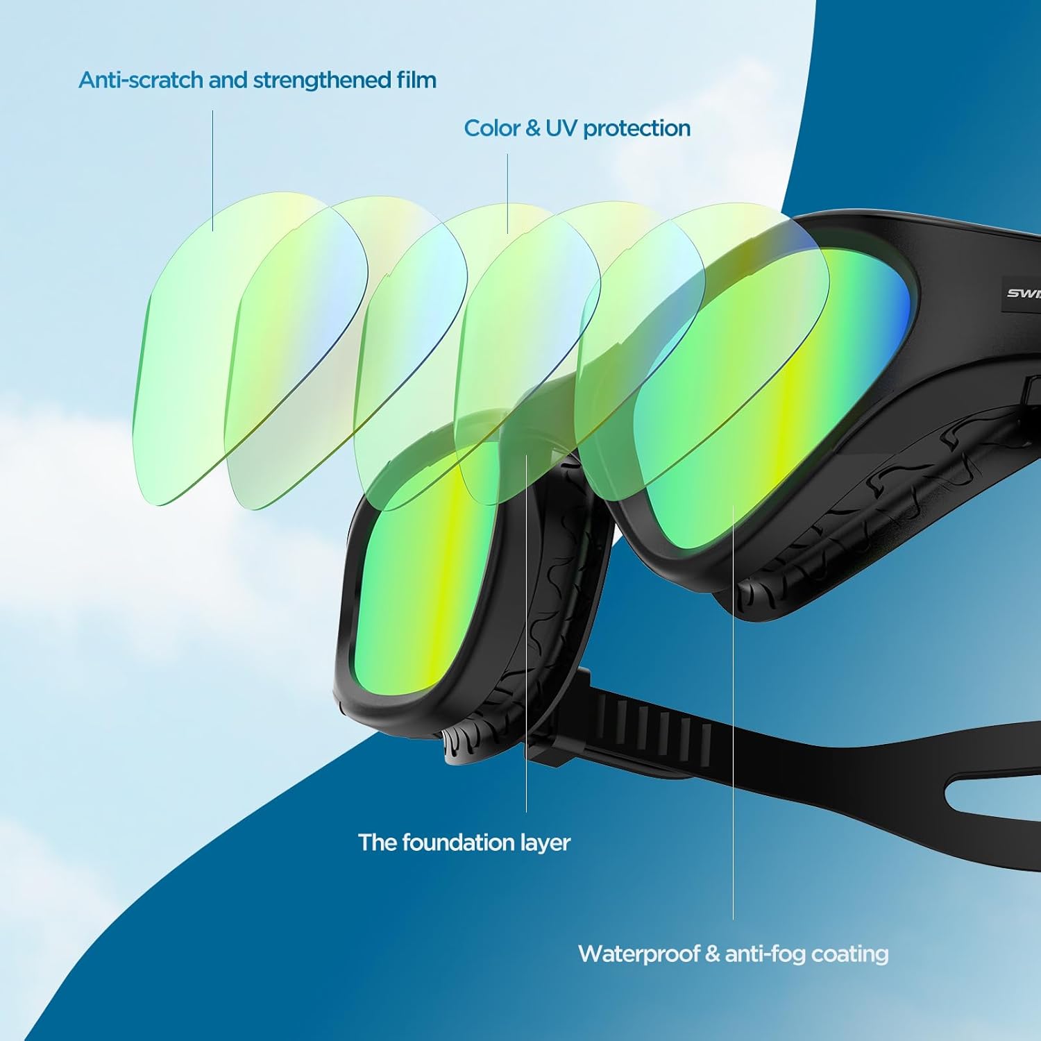 SwimStars Gafas de natación, gafas de natación para adultos, hombres y mujeres, antiniebla, sin fugas, gafas de piscina