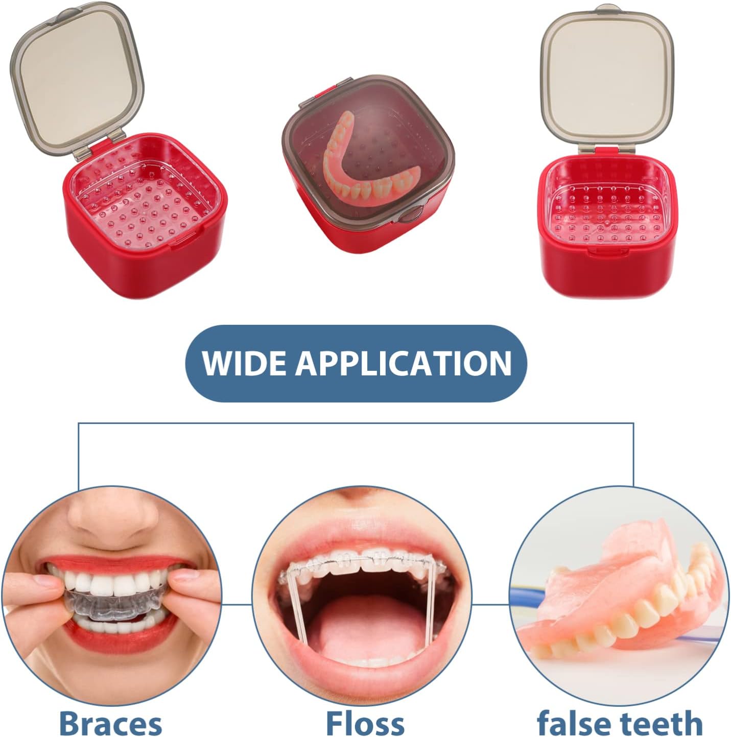 EXCEART Caja de baño de dentadura postiza con colador, caja de almacenamiento de dentadura dental, caja de retención de dientes, protector bucal,