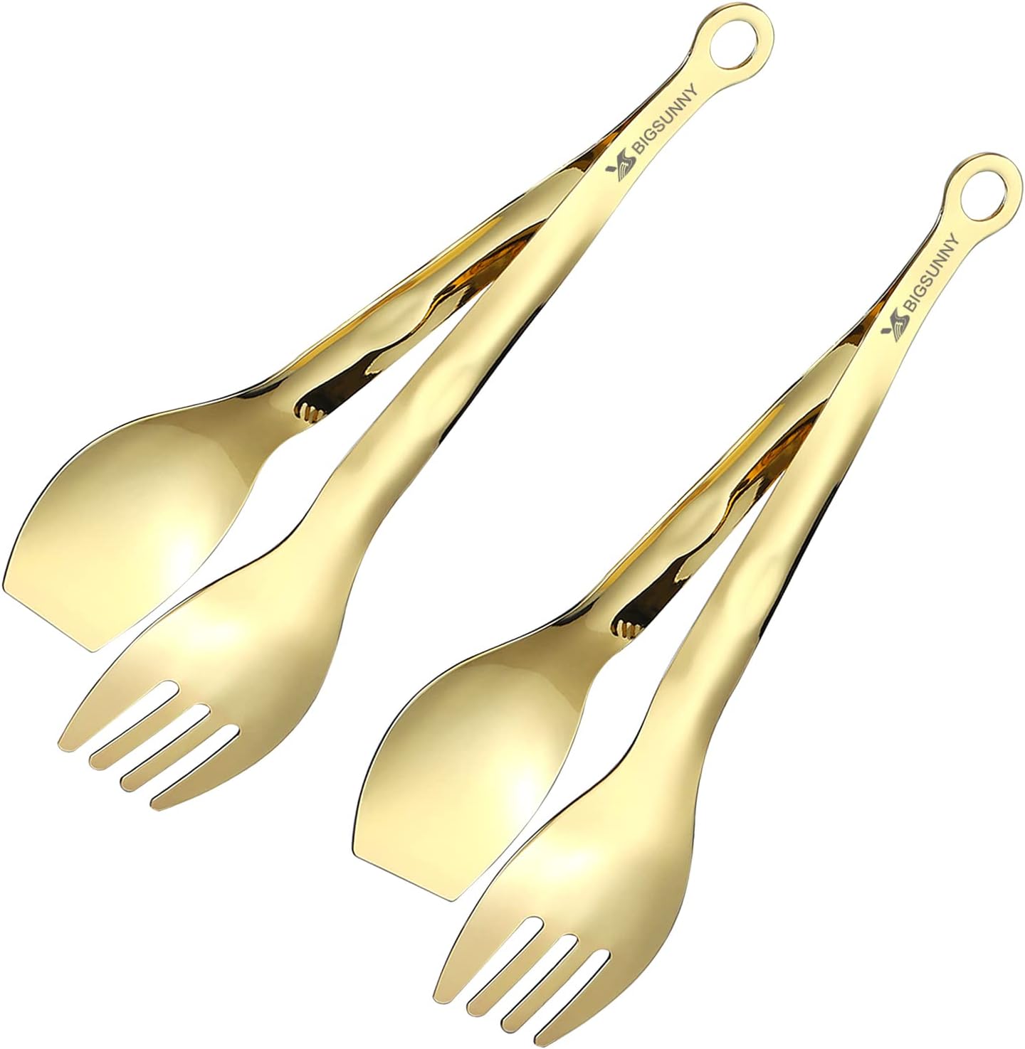 MSY BIGSUNNY Pinzas de cocina – Pinzas de acero inoxidable para servir alimentos, juego de 2 (dorado, 9 pulgadas)
