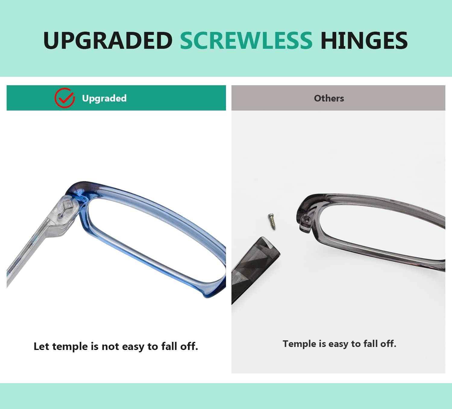 Eyekepper Paquete de 5 lentes de lectura con diseño Metalless para mujer, bisagras de resorte sin tornillos, +2.5