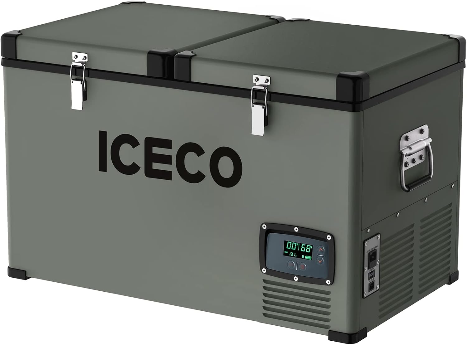 ICECO Refrigerador portátil de 68.6 cuartos de galón de control independiente de doble zona con compresor SECOP, CA 110 VCC 12 V congelador para
