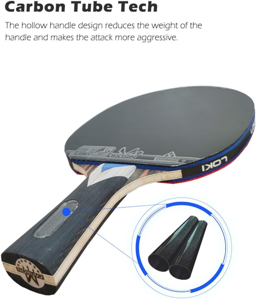 Loki – Raqueta de tenis de mesa de 7 estrellas profesional, ofensiva, goma adhesiva aprobada por la ITTF, 5 madera + 2 cuchillas de carbono
