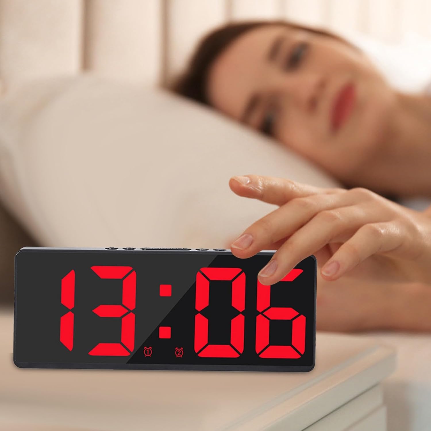 Reloj despertador digital LED de escritorio, pantalla grande, 3 pulgadas, modo de temperatura USB, 1224 horas, escritorio pequeño, dormitorio,