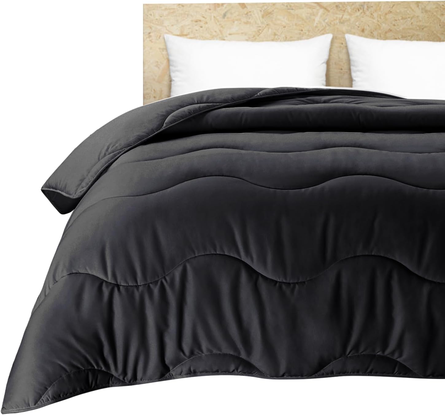 Edredón ligero negro refrescante, relleno de edredón para todas las estaciones, transpirable tamaño Queen, ropa de cama de verano de microfibra