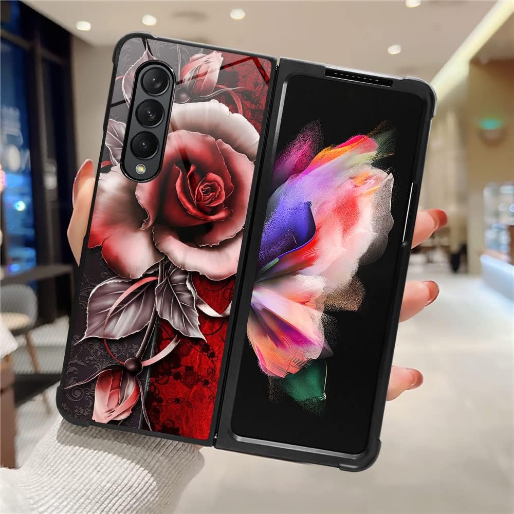 TnXee Funda compatible con Samsung Galaxy Z Fold 3 5G, bonita rosa de fantasía para hombres y mujeres, funda para Samsung Galaxy Z fold 3 5G