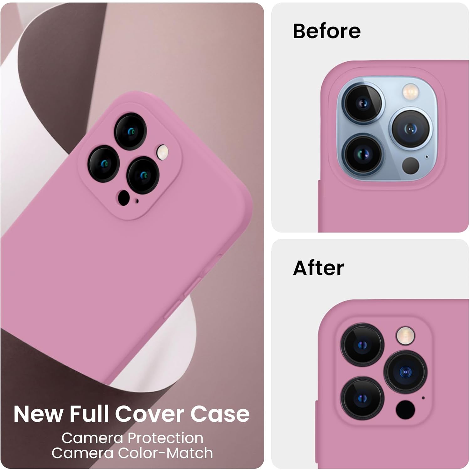 FireNova Funda para iPhone 13 Pro, funda de silicona mejorada protección de cámara con 2 protectores de pantalla, forro interior de microfibra suave