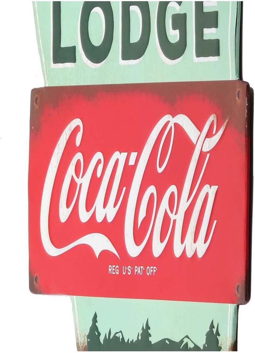 Coca-Cola Welcome to the Lodge – Letrero de metal en relieve, decoración de pared vintage para cabaña, cabaña o cueva de hombre
