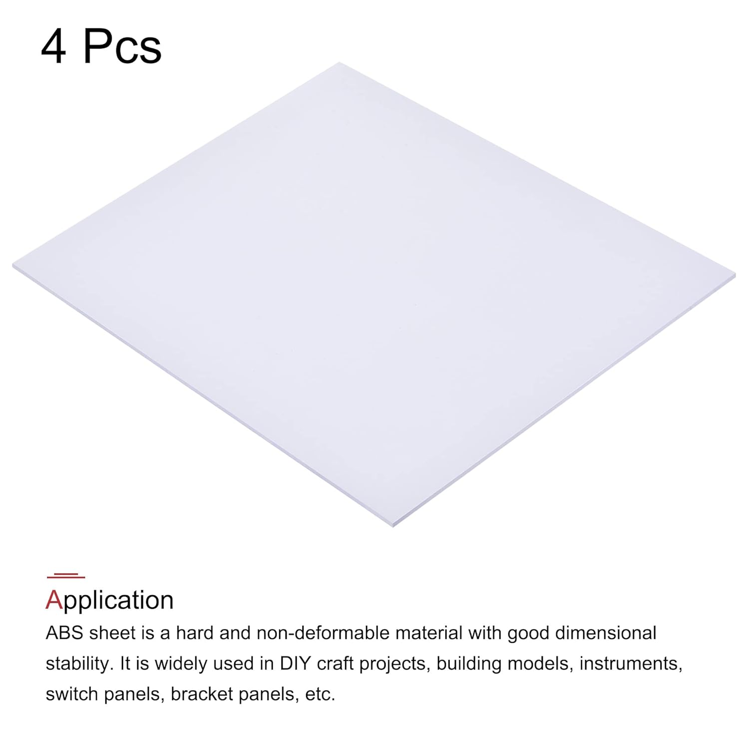 MECCANIXITY Hoja de plástico ABS blanco de 10 x 8 x 0.06 pulgadas para modelo de construcción, manualidades de bricolaje, panel, paquete de 4