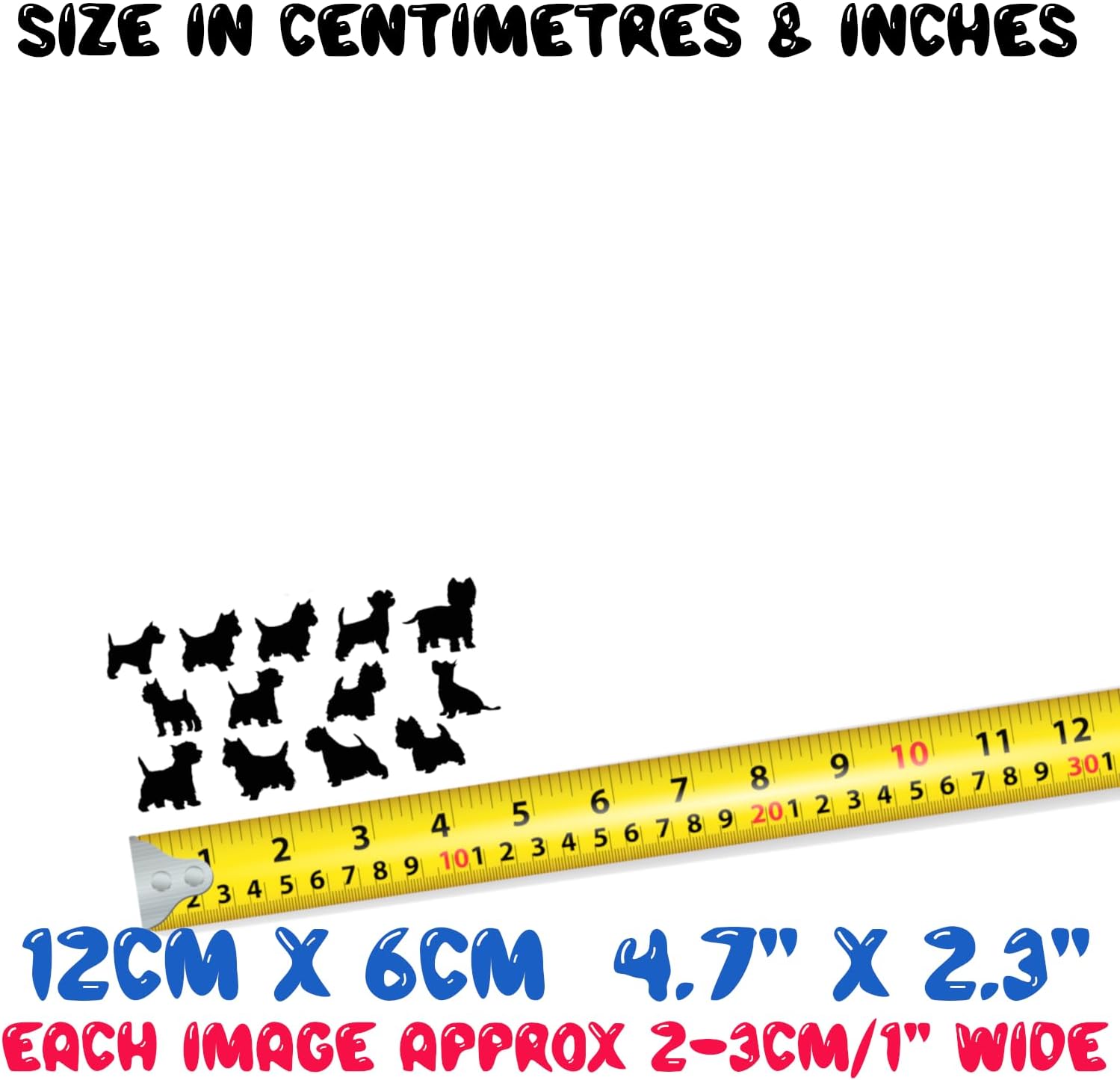Pet Dog Westie Silhouette – Paquete de 13 calcomanías lindas para parachoques de automóvil, calcomanía para interruptor de luz, calcomanía de pared,