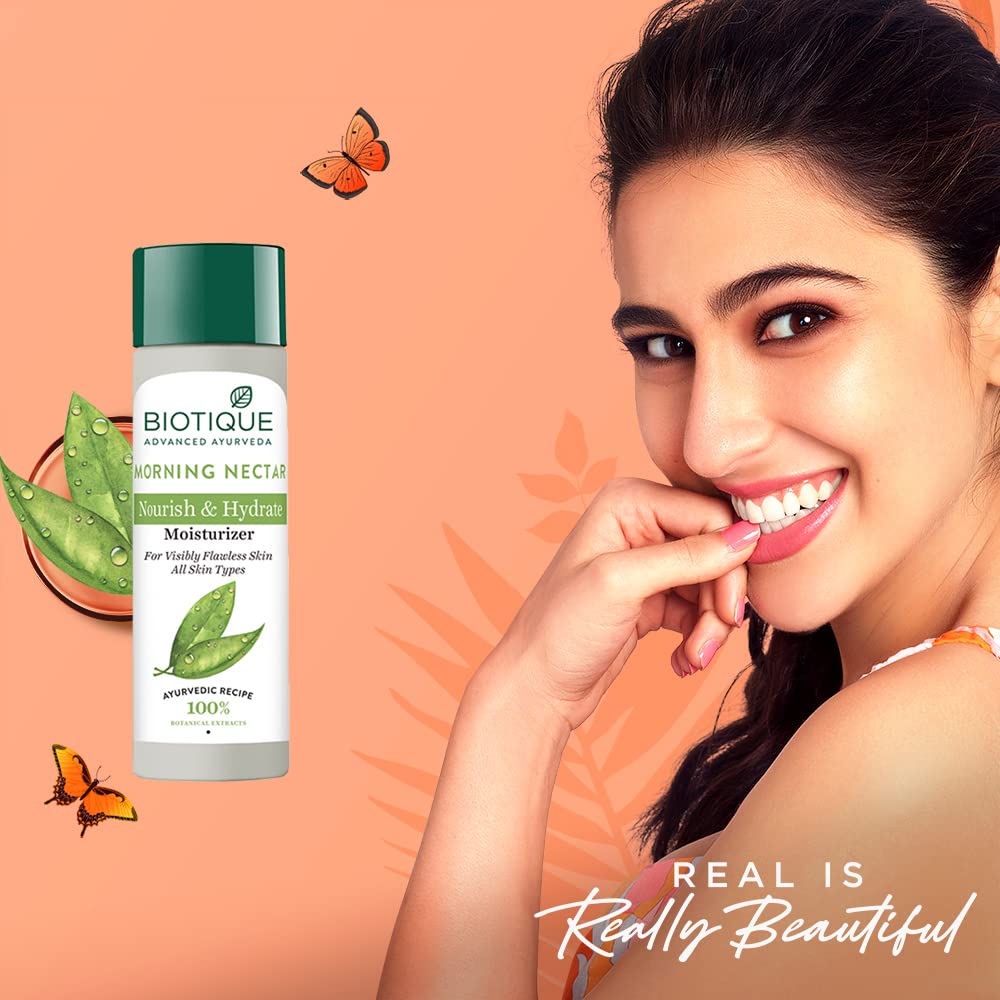 Biotique Bio Morning Nectar – Hidratante para la piel visiblemente impecable, 4.1 fl oz