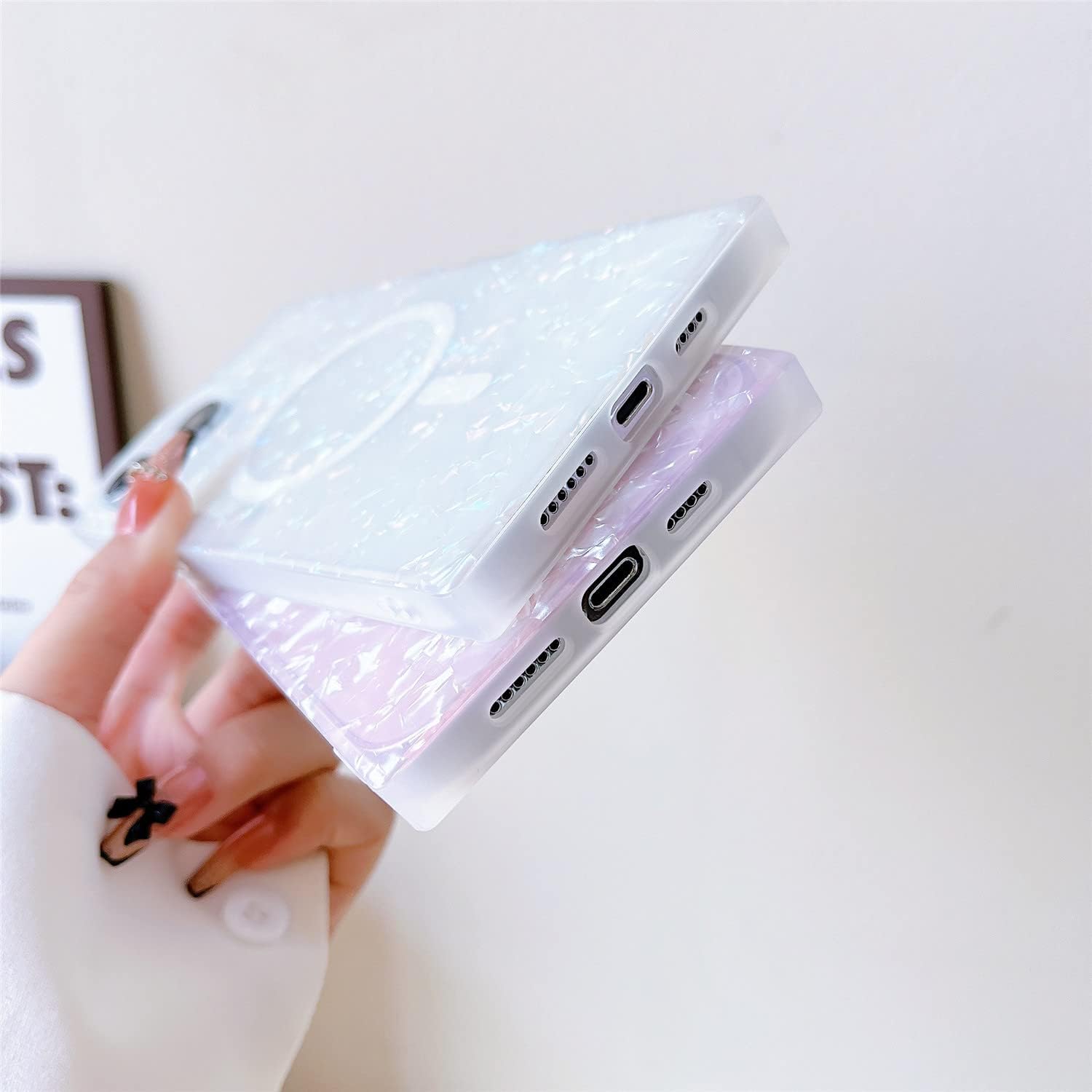 Cocomii Funda cuadrada compatible con iPhone 13 Pro Max  Compatible con MagSafe, Luxury, Slim, Glossy, Opalescent Pearl, Iridescent Glitter, Fácil
