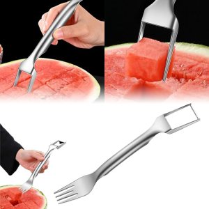 2-In-1 Stainless Steel Fruit Cutter, 2024 New Portable Watermelon Cutter Slicer Tool Melon Cube Cutter, Watermelon Windmill Fork Slicer Cutter for 2-In-1 Stainless Steel Fruit Cutter, 2024 New Portable Watermelon Cutter Slicer Tool Melon Cube Cutter, Watermelon Windmill Fork Slicer Cutter for