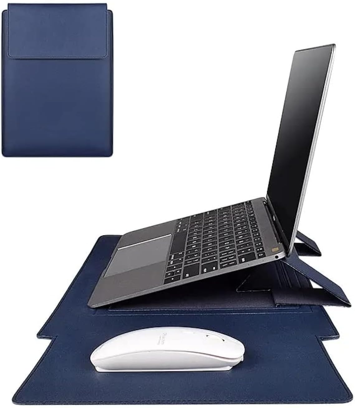 Funda protectora para laptop y soporte con alfombrilla para mousepad, material interior suave envuelto en piel sintética exterior, elegante,