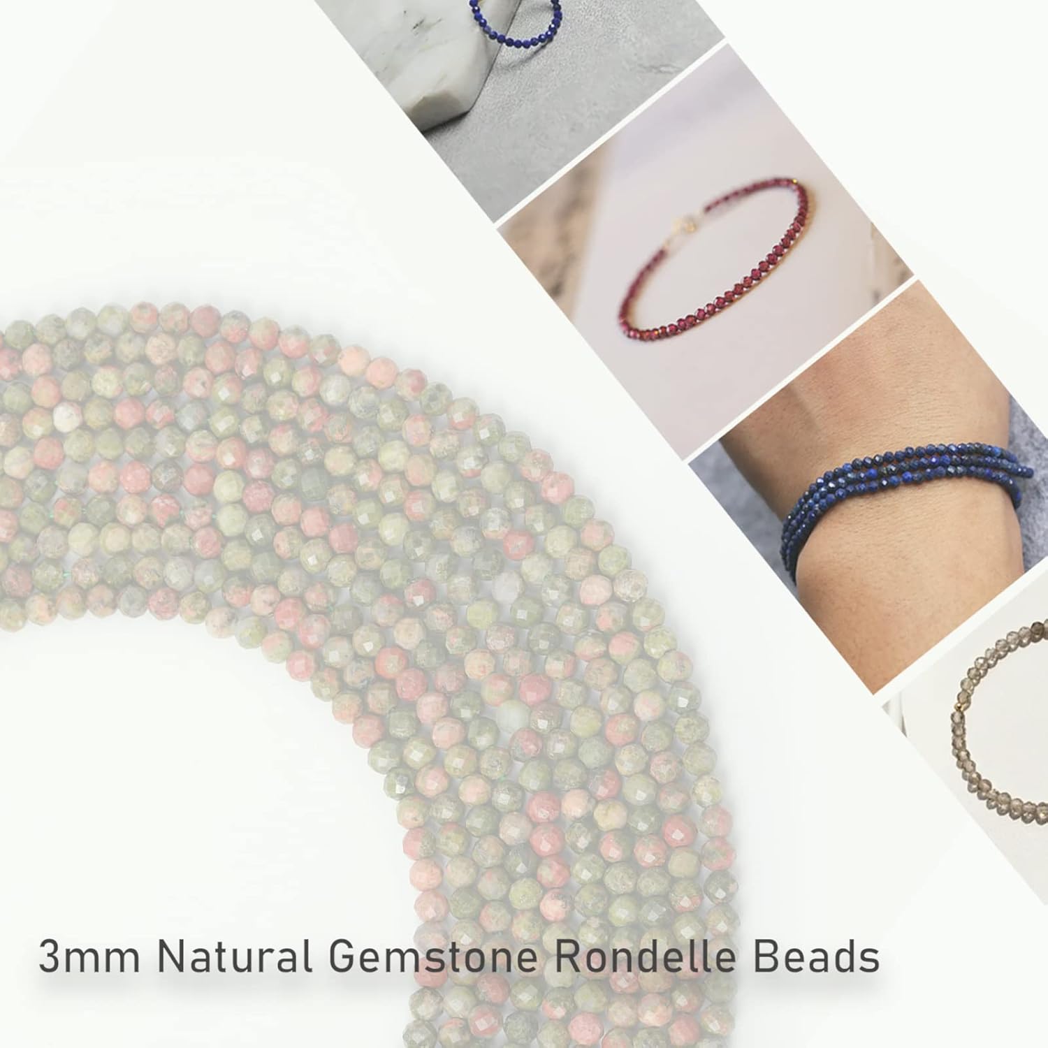Cuentas de cortina de 0.118 in facetadas con micro corte láser natural, cuentas espaciadoras redondas sueltas para hacer joyas y hacer joyas,