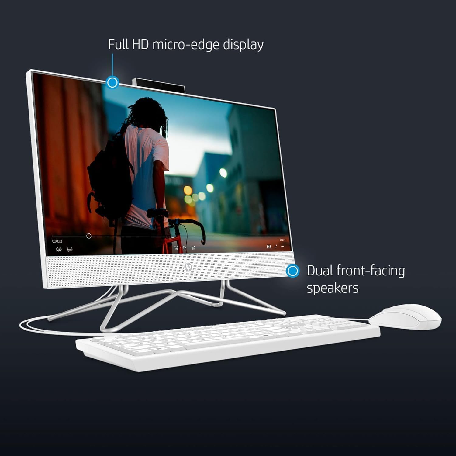 HP Computadora de escritorio todo en uno, pantalla FHD 1080P de 21.5″, 32 GB de RAM, SSD de 1 TB, procesador Intel Duel Core Celeron, cámara web,