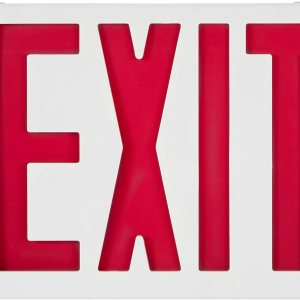 Maxxima Señal de salida LED de una o dos caras, luz de salida de emergencia de letra roja cableada con batería de respaldo para negocios, 120277V, Maxxima Señal de salida LED de una o dos caras, luz de salida de emergencia de letra roja cableada con batería de respaldo para negocios, 120277V,